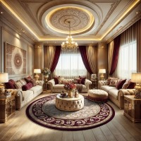Китайский ковер 002021 Красный-бежевый круг